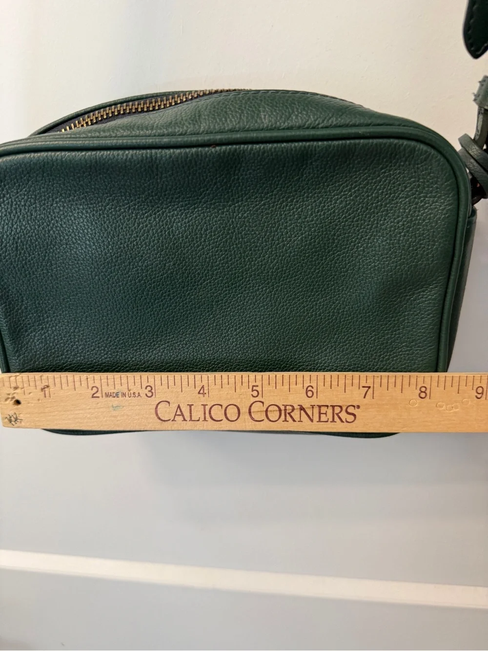 Fossil Brennon Pine Green Leather Camera Bag Crossbody Brass Key Excellent Cond
